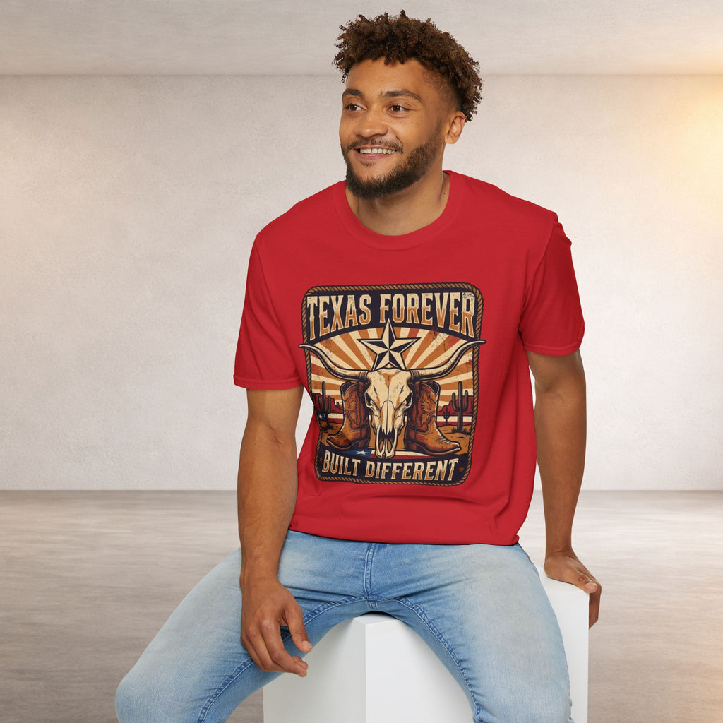 Texas Forever Built Different T-Shirt — Western Longhorn Vintage State Pride Tee