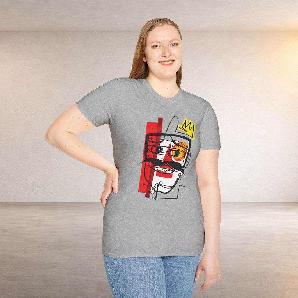Abstract Crown Face T-Shirt — Modern Line Art Graphic Tee