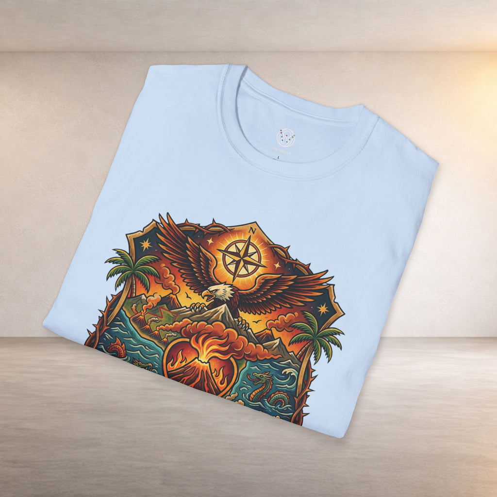 T-Shirt — 'Todos Somos Un Volcán' Vintage Heart & Volcano Graphic