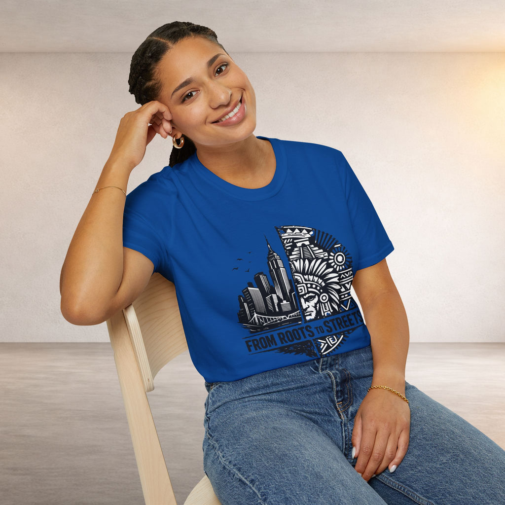 From Roots to Streets Graphic T-Shirt — Urban Tribal Cityscape Tee