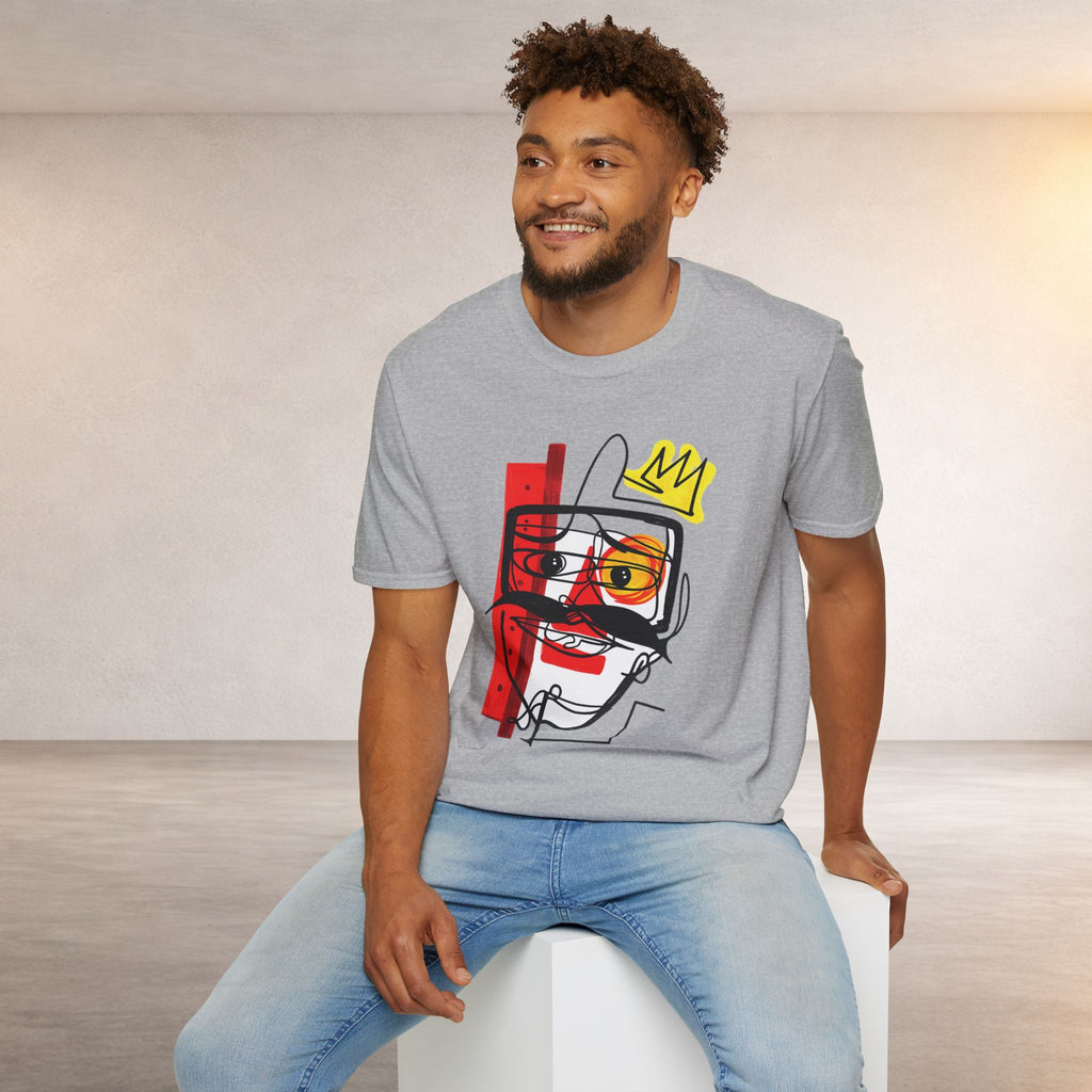 Abstract Crown Face T-Shirt — Modern Line Art Graphic Tee