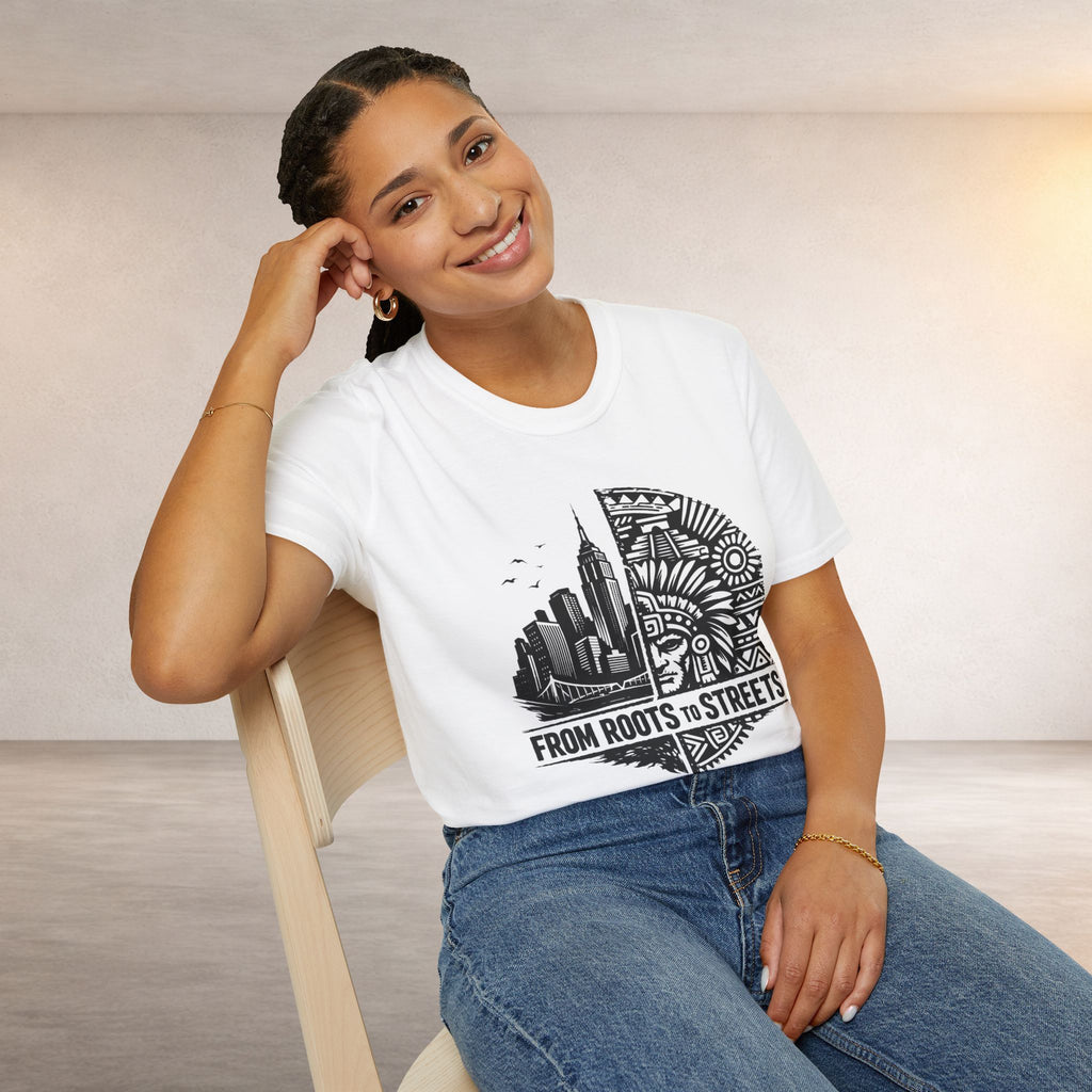 From Roots to Streets Graphic T-Shirt — Urban Tribal Cityscape Tee