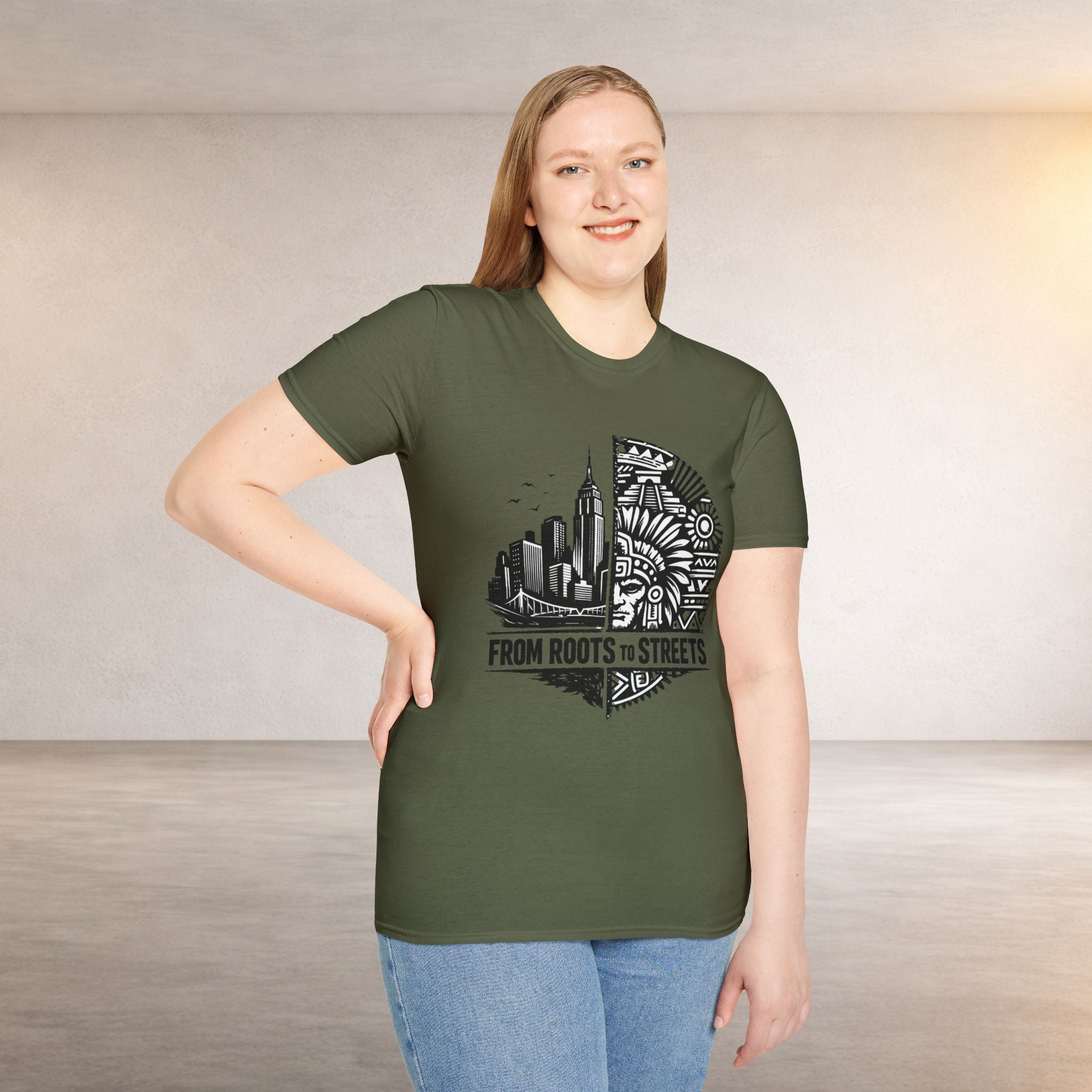 From Roots to Streets Graphic T-Shirt — Urban Tribal Cityscape Tee
