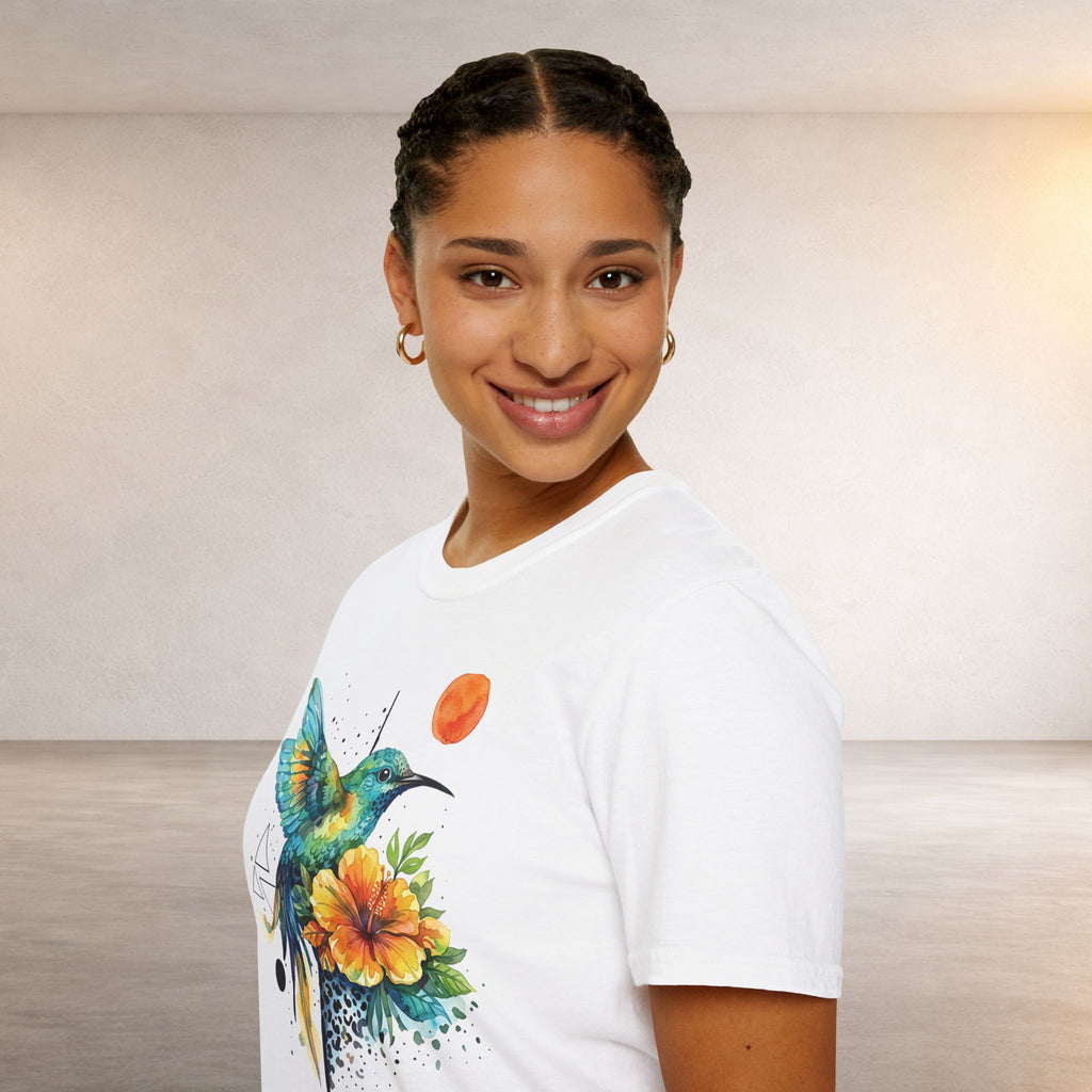 Hummingbird & Hibiscus Tee – Tropical Watercolor Bird T-Shirt