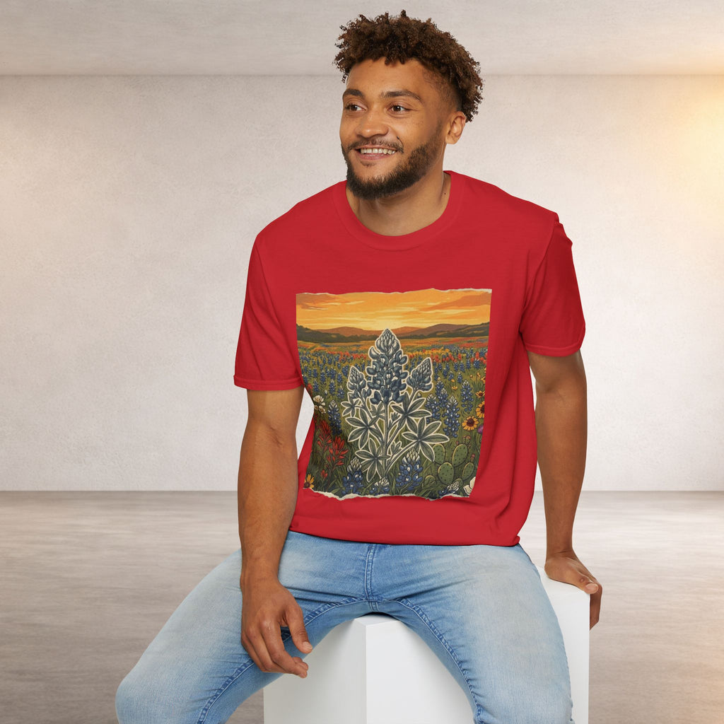 Bluebonnet Sunset T-Shirt — Texas Wildflower Scenic Tee