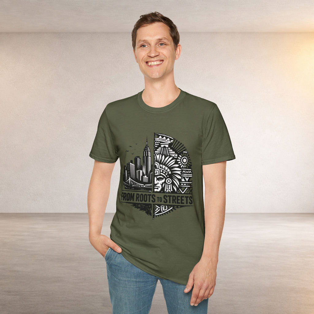From Roots to Streets Graphic T-Shirt — Urban Tribal Cityscape Tee