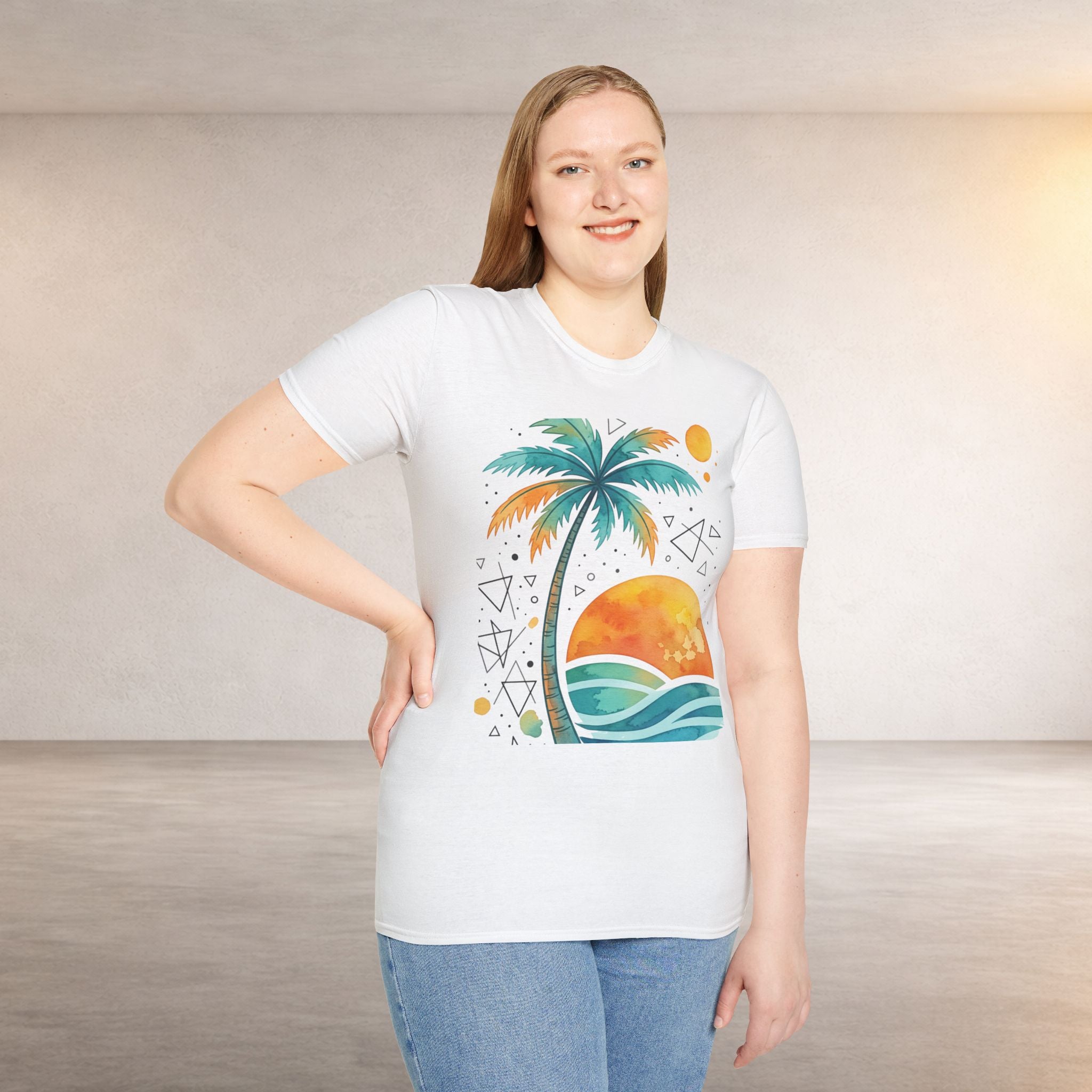 Sunset Palm Beach T-Shirt — Retro Tropical Surf Graphic