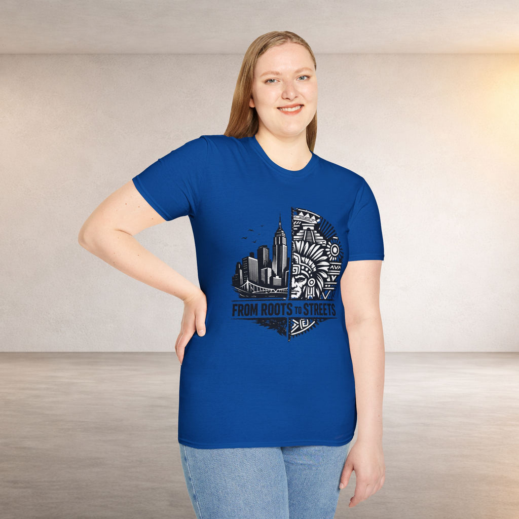 From Roots to Streets Graphic T-Shirt — Urban Tribal Cityscape Tee