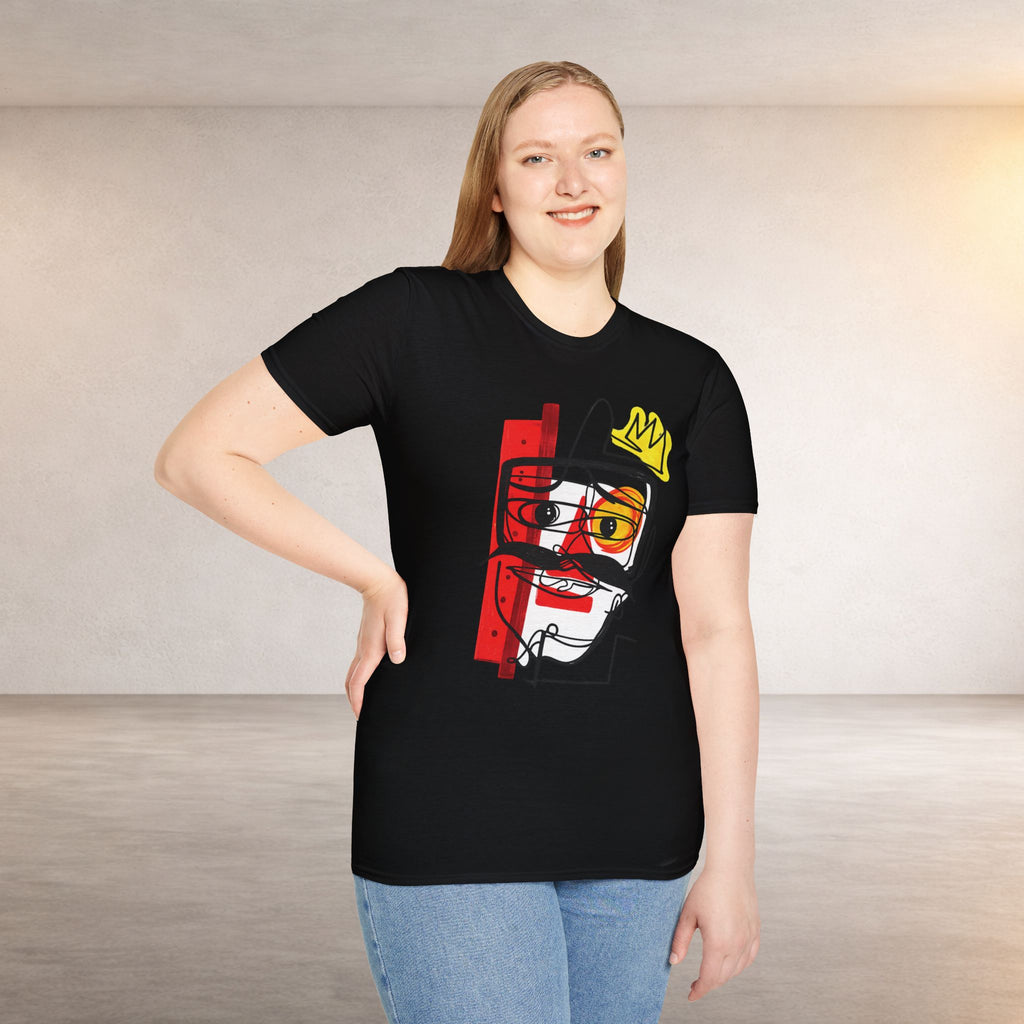 Abstract Crown Face T-Shirt — Modern Line Art Graphic Tee