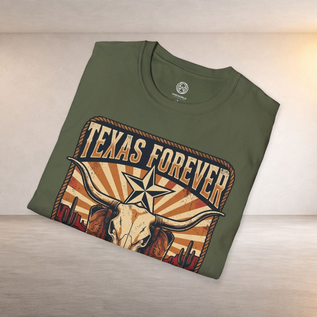 Texas Forever Built Different T-Shirt — Western Longhorn Vintage State Pride Tee