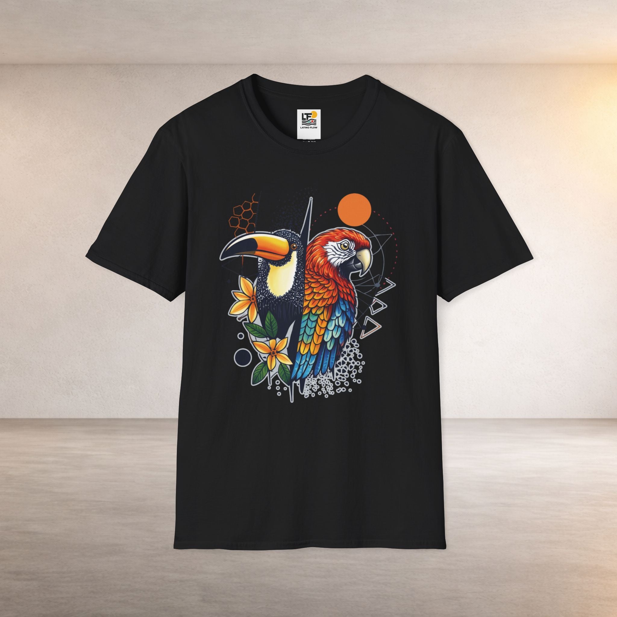 Tropical Parrot and Toucan T-Shirt | Colorful Bird Illustration