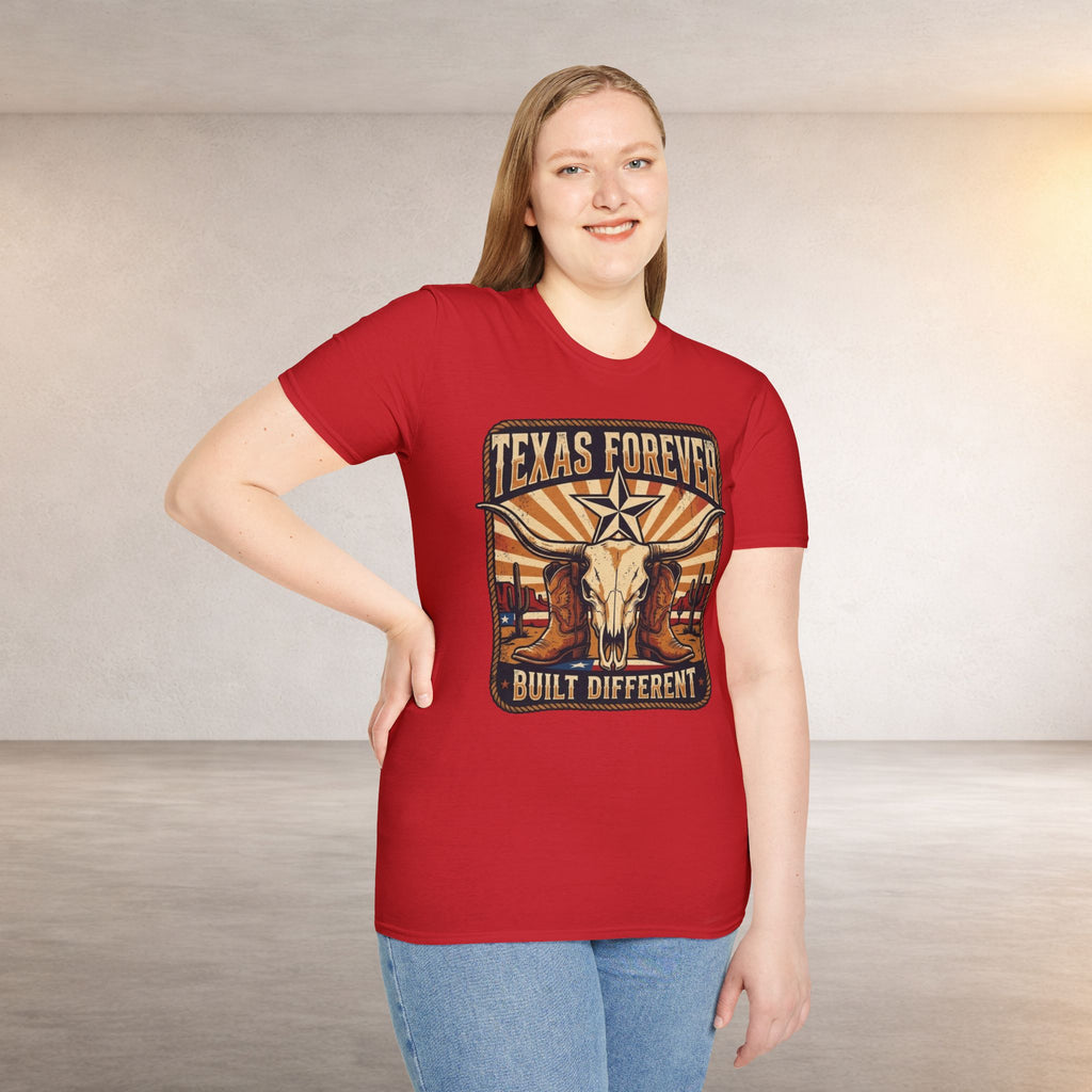 Texas Forever Built Different T-Shirt — Western Longhorn Vintage State Pride Tee