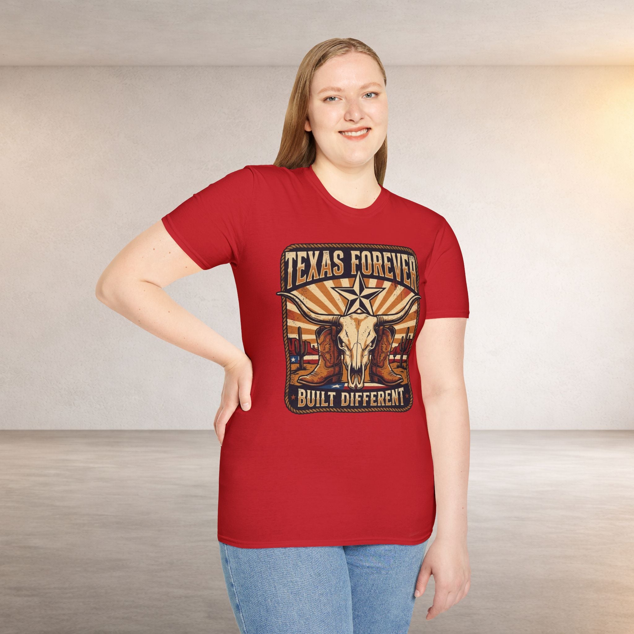 Texas Forever Built Different T-Shirt — Western Longhorn Vintage State Pride Tee