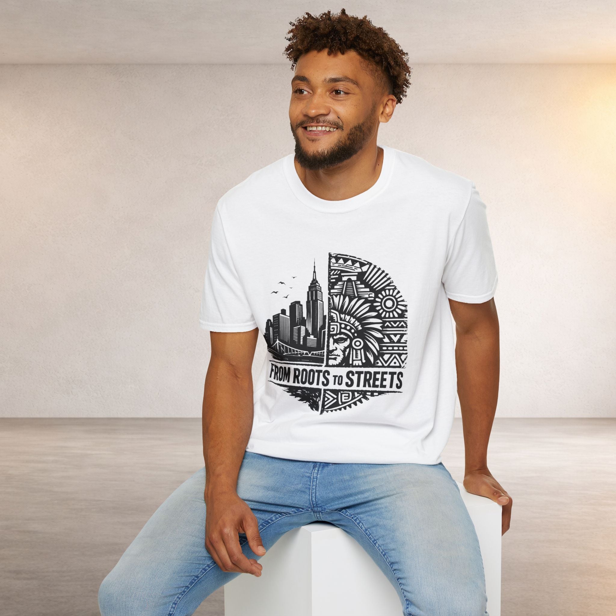 From Roots to Streets Graphic T-Shirt — Urban Tribal Cityscape Tee