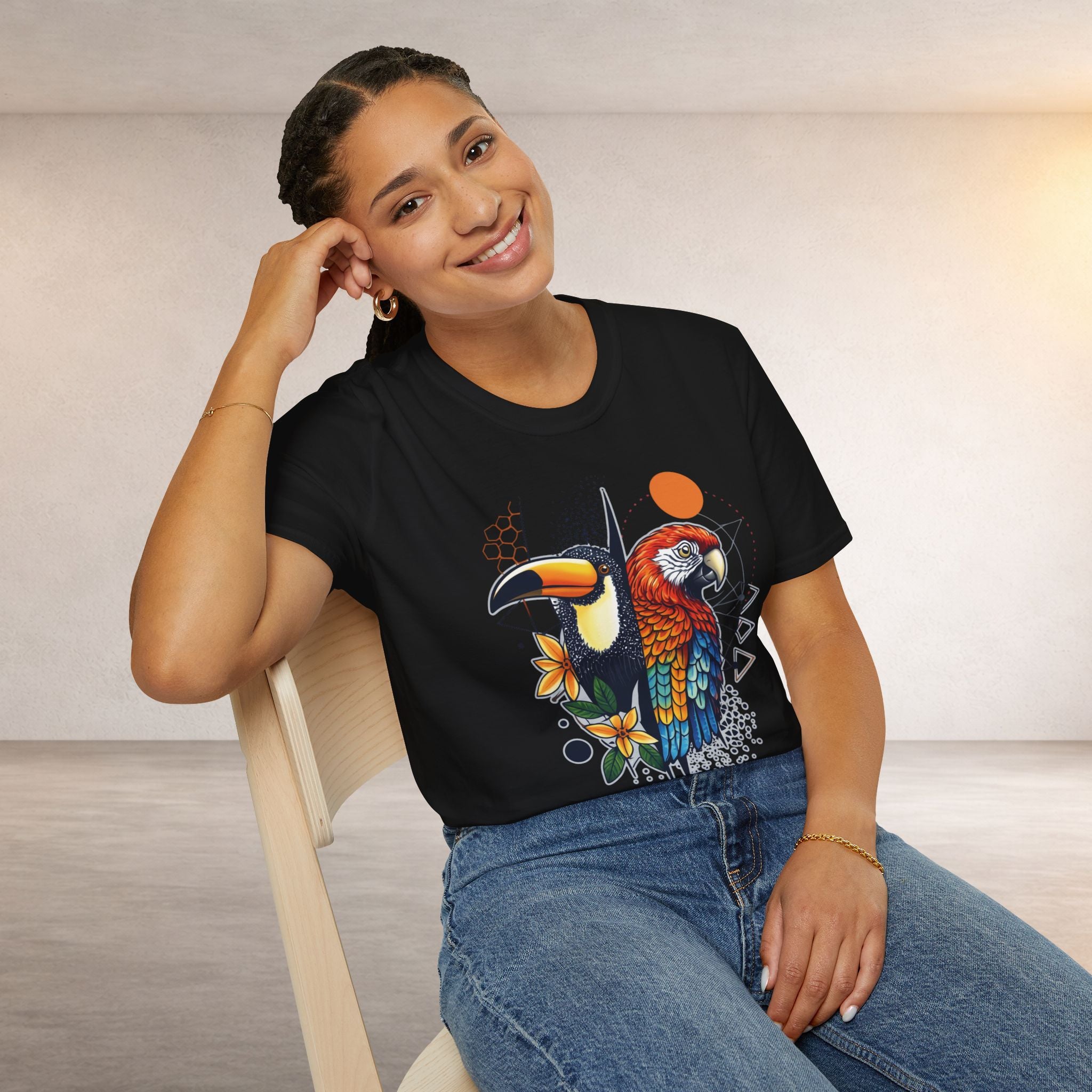 Tropical Parrot and Toucan T-Shirt | Colorful Bird Illustration