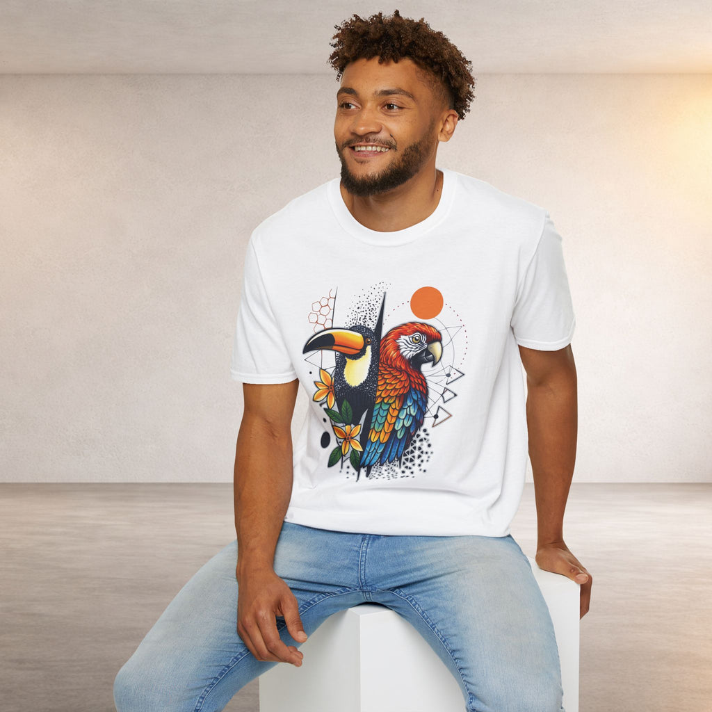 Tropical Parrot and Toucan T-Shirt | Colorful Bird Illustration