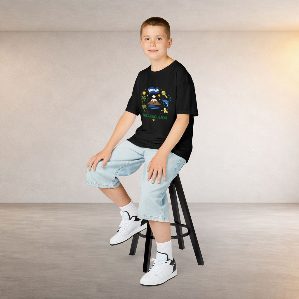Kids Nicaragüense T-Shirt — Cute Nicaragua Flag & Volcano Design