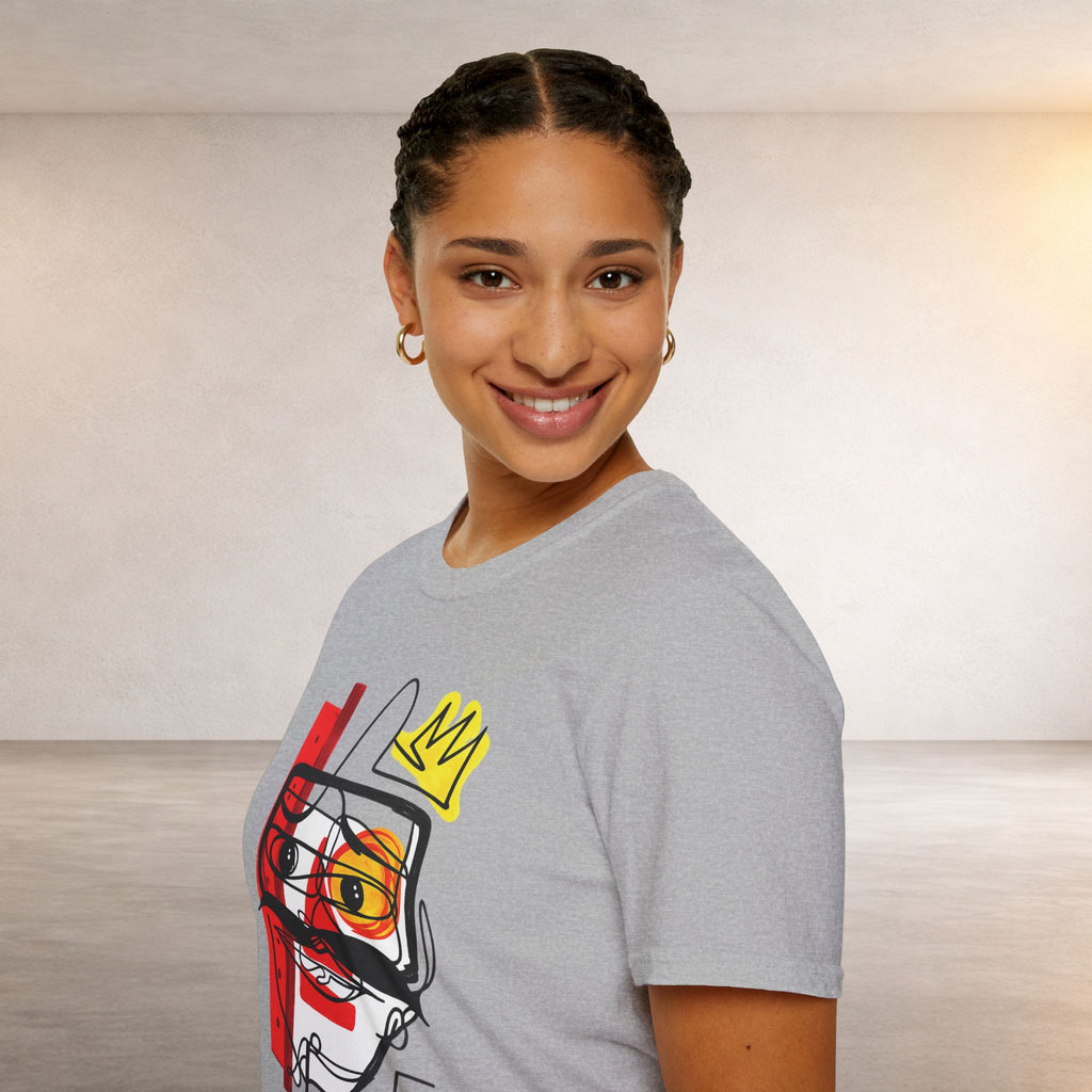 Abstract Crown Face T-Shirt — Modern Line Art Graphic Tee