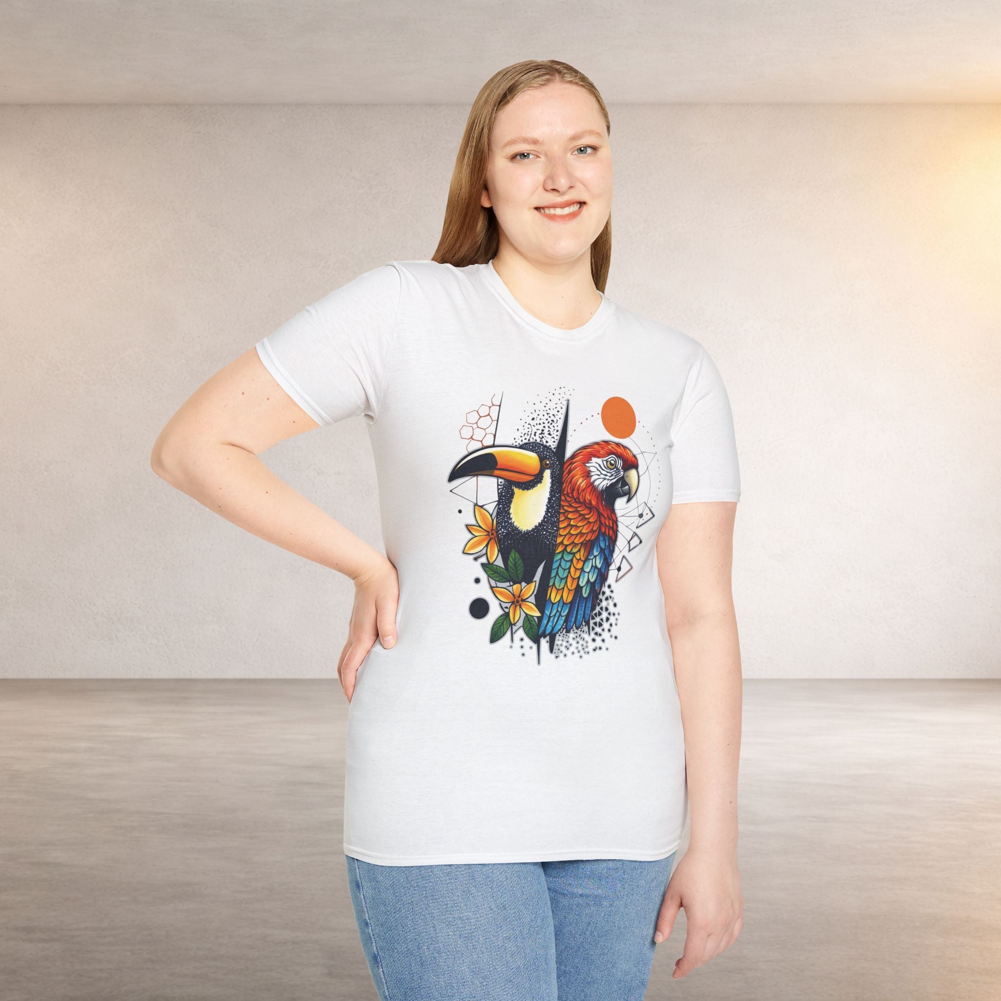 Tropical Parrot and Toucan T-Shirt | Colorful Bird Illustration